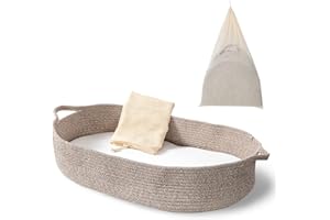 Baby Changing Basket - Moses Basket Changing Table Topper and Thick Foam Pad with Removable Cotton Mattress Cover, 100% Cotto