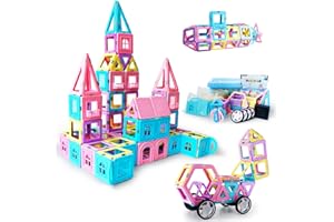 MAGBLOCK 102 Piece Magnetic Tiles Toys for 3 4 5 Year Old Girls Boys, Castle Magnet Toy Building Block for Kids Toddlers, Magnetic Blocks Montessori STEM Toys for Toddler Girls Gifts