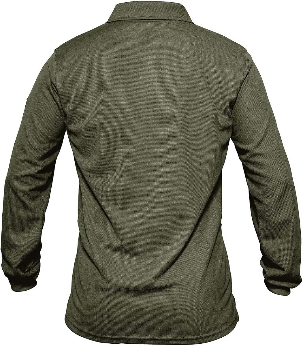 BIYLACLESEN Men's Jersey Golf Polo Shirts Outdoor Pique Performance Tactical Military Long Sleeve Shirts: Clothing