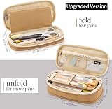 EASTHILL Big Capacity Pencil Case Linen Khaki 9x20 cm Storage Organizer view 2