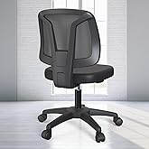 Armless Office Desk Chair No Arms with Back Support Rolling Wheels for Home Study Work