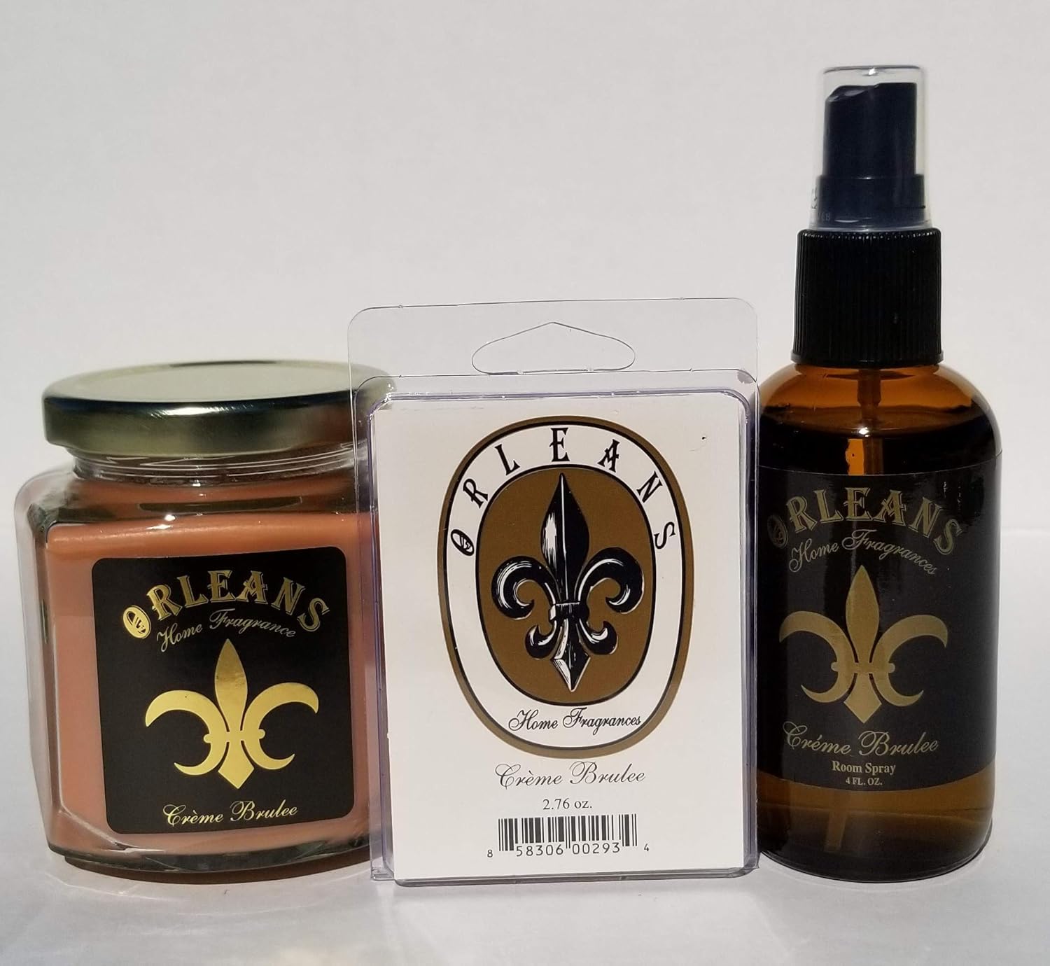 Orleans Home Fragrances - 9oz Candle, Room Spray, and Wax Melt (Creme Brulee)