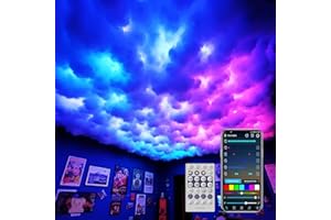 Neisouf USB 3D Cotton Thundercloud LED Light, DIY RGB+IC Chasing Ceiling Cloud Lights with APP and Remote Control for Kids Room Decor (16.4ft)