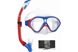 HH HHAO SPORT Snorkeling Gear for Kids with Foldable Silicone Full Dry Snorkel, Kids Snorkel Set Anti Leak Youth Junior Snorkeling Package Diving Mask Soft Tube with Mesh Bag Scuba Swimming Goggles