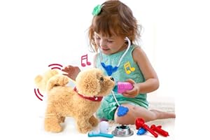 Koonie Realistic Robot Puppy - Interactive Walking & Barking Dog with Singing/Tail Wagging, Educational Play & Plush Birthday Gift for 2-5 Years Old Girls