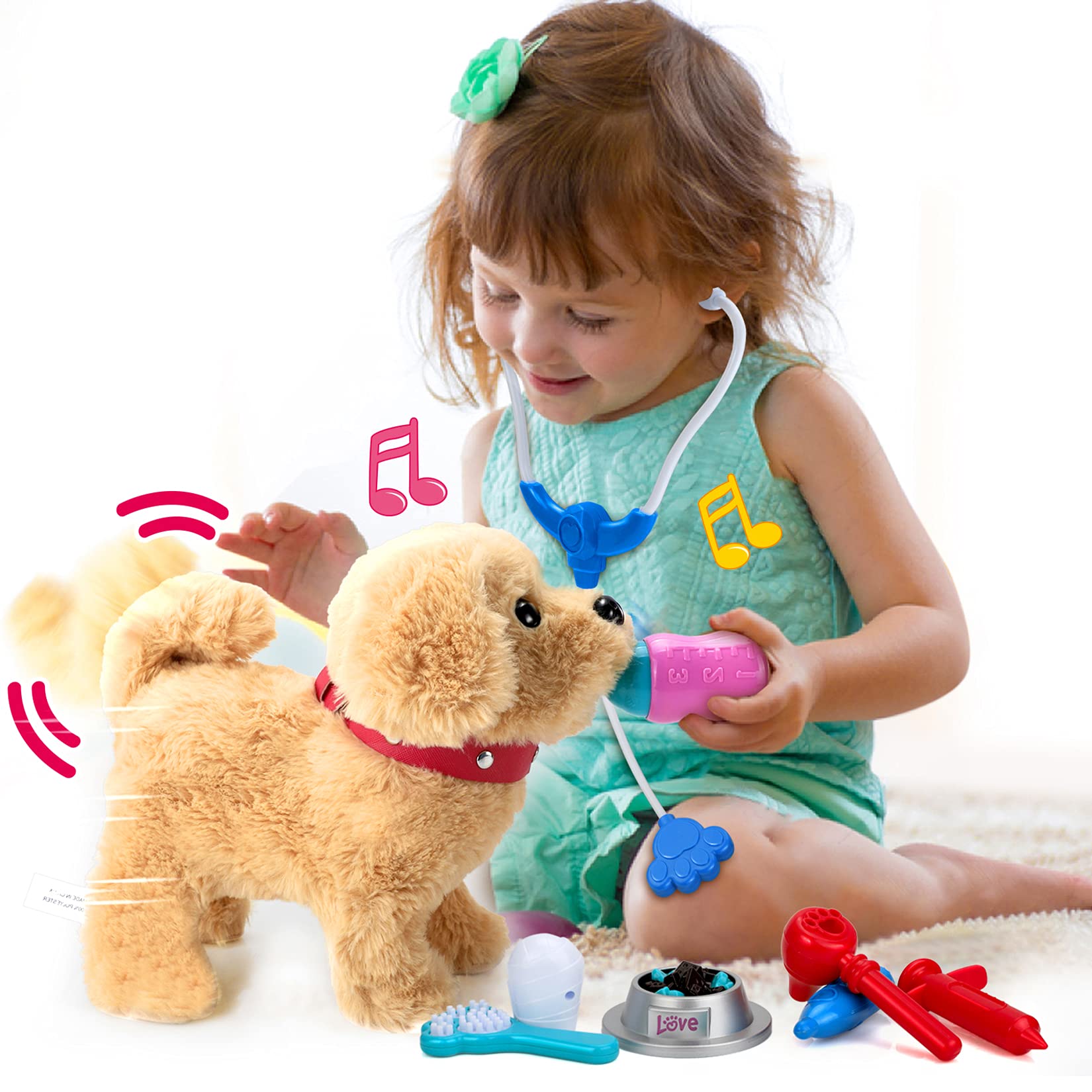 Photo 1 of Koonie Realistic Robot Puppy - Interactive Walking & Barking Dog with Singing/Tail Wagging, Educational Play & Plush Birthday Gift for 2-5 Years Old Girls