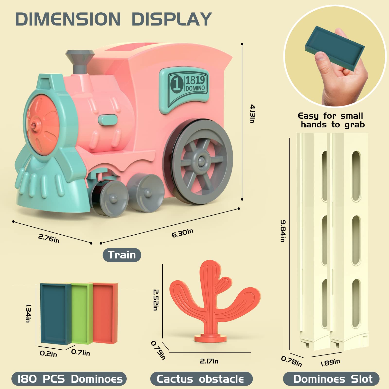 Domino Train Toys for Girls 3+ Year Old: Kids Stacking Dominoes Games - Montessori Toy Toddler 3-5 Boys ages 4-8 - Interactive Autism Fine Motor Activities Birthday Gift Stocking Stuffer 4 5 6 Yr Olds
