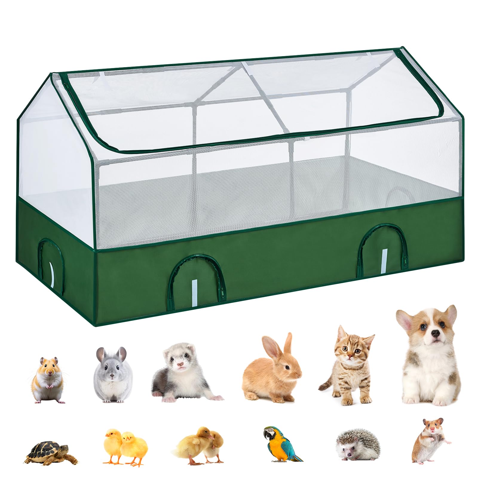 Photo 1 of DINMO Small Animal Playpen, Guinea Pig Cages, Rabbit Playpen, puppy play pen for indoors, Pet Playpen with Waterproof Floor for Hamsters, Hedgehogs, bunny,kittens, Indoor Outdoor Portable Fence, Green