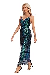 Women's V Neck Spaghetti Straps Sequin Sparkly