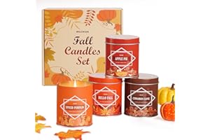 MOLENSUN Fall & Winter Candle Gift Set – 36oz (4×9oz) Soy Candles with Cozy & Warm Seasonal Scents – Pumpkin Spice, Cinnamon Clove, Apple Pie, Hello Fall – Christmas, Holiday & Birthday Gifts