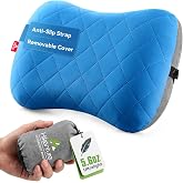 Hikenture Camping Pillow with Removable Cover, Ultralight Inflatable Pillow | Ergonomic Neck Lumber Support, Upgrade Leakproof Backpacking Pillow, Portable Packable for Hiking, Beach, Travel
