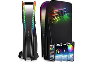 SIKEMAY Console Plates Compatible with PS5 with Vent and RGB LED Light Strip Accessories, 400+ Effects LED Light Ring Console Cover for PlayStation 5 Side Plates Hard Shockproof Anti-Scratch Shell