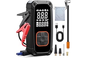 LAMFURART Tire Inflator Portable Air Compressor with Jump Starter - 150PSI & 25000mAh Car Battery Jump Starter with Tire Pressure Gauge,Electric Air Pump for Car Tires,Motorcycle,Bike, Balls