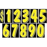 VERSA-TAGS 7 1/2 Inch Yellow & Black Vinyl Numbers Decals 11 Dozen Set Car Windshield Pricing