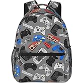 Fiokroo Video Game Controller Grey Background Backpack School Bag For Students Teens Men Women Laptop Backpacks Travel Daypack Bag With Multiple Pockets