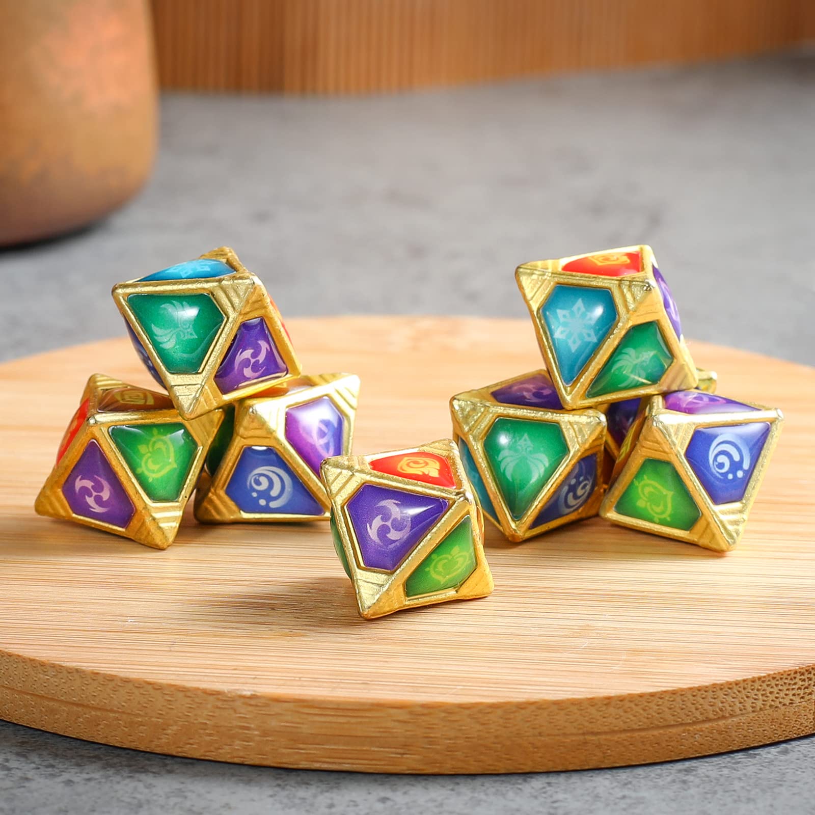 Anime Game GI Genius Invokation TCG Elemental Dice Game Props Accessories Collection Toys (8 pcs)