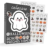 CELECARE,Pimple Patches,Halloween Acne Patch,Pimple Patches for Face, Cute Stickers,Salicylic Acid & Tea Tree, 100PCS Hydrocolloid Dots in 8 Colors for Face,Cute Halloween Stickers
