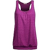Miusey Womens Sleeveless Round Neck Loose Fit Racerback Yoga Tank Top