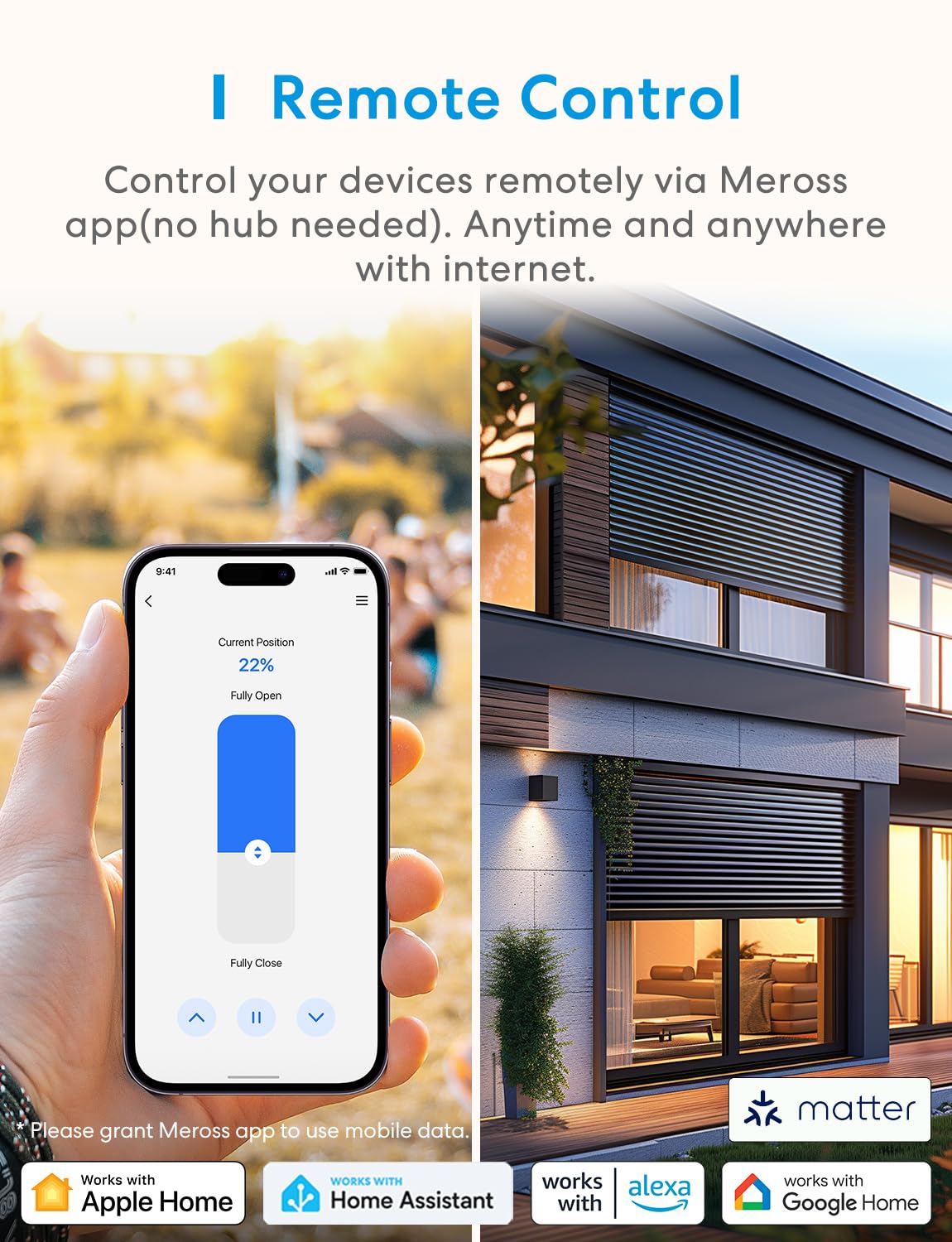 Meross Matter Rolladen Gurtwickler Elektrisch Unterputz (max. 45 kg, 6 m²), Smart Home Rolladenantrieb mit Zeitautomatik und Sprachsteuerung, kompatibel mit Apple HomeKit, Alexa, Google Home 3