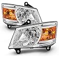 ACANII - For 2008 2009 2010 Dodge Grand Caravan Chrome Housing Headlights Headlamps Assembly Driver & Passenger Side