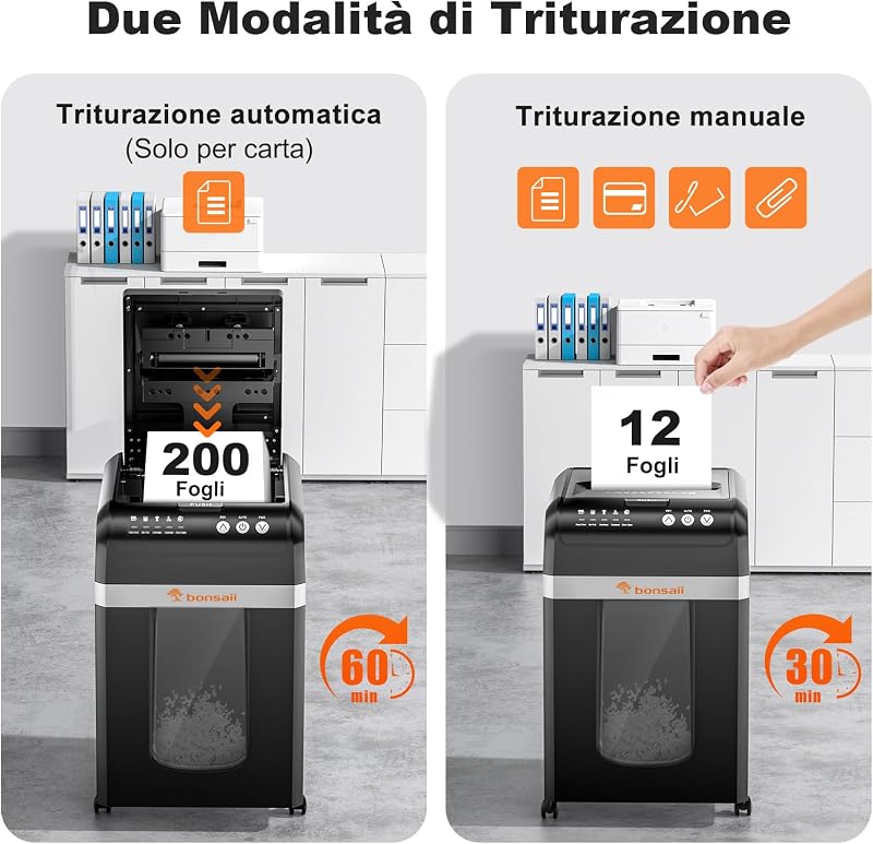 Distruggidocumenti Auto 200 Fogli, Microframmento P-4