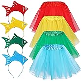 Shyyween Fish Costume Set Sea Fish Goldfish Marine Life Headband and Tutu for Women Mardi Gras Accessories