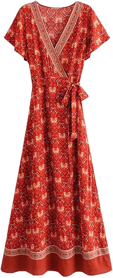 floral wrap long dresses