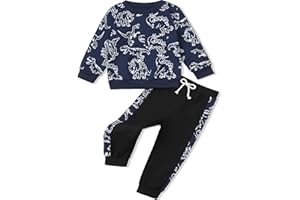 mksodopy Boy Clothes Dinosaur Print Sweatshirt Jogging Pants Boys Outifts