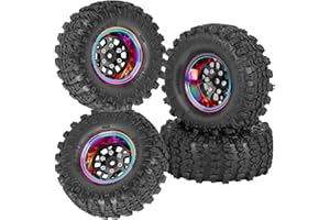 RCYouHott RC Aluminum 1.3 Wheels Tires for SCX24 TRX4M 1/18 1/24 RC Crawler Car.1.3 Beadlock Wheel Tires Set,1.3 Beadlock Wheels and Tires/Wheel Rims (4PCS) Black