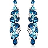 EVER FAITH Bridal Tear Drop Flower Cluster Dangle Earrings Crystal Rhinestone