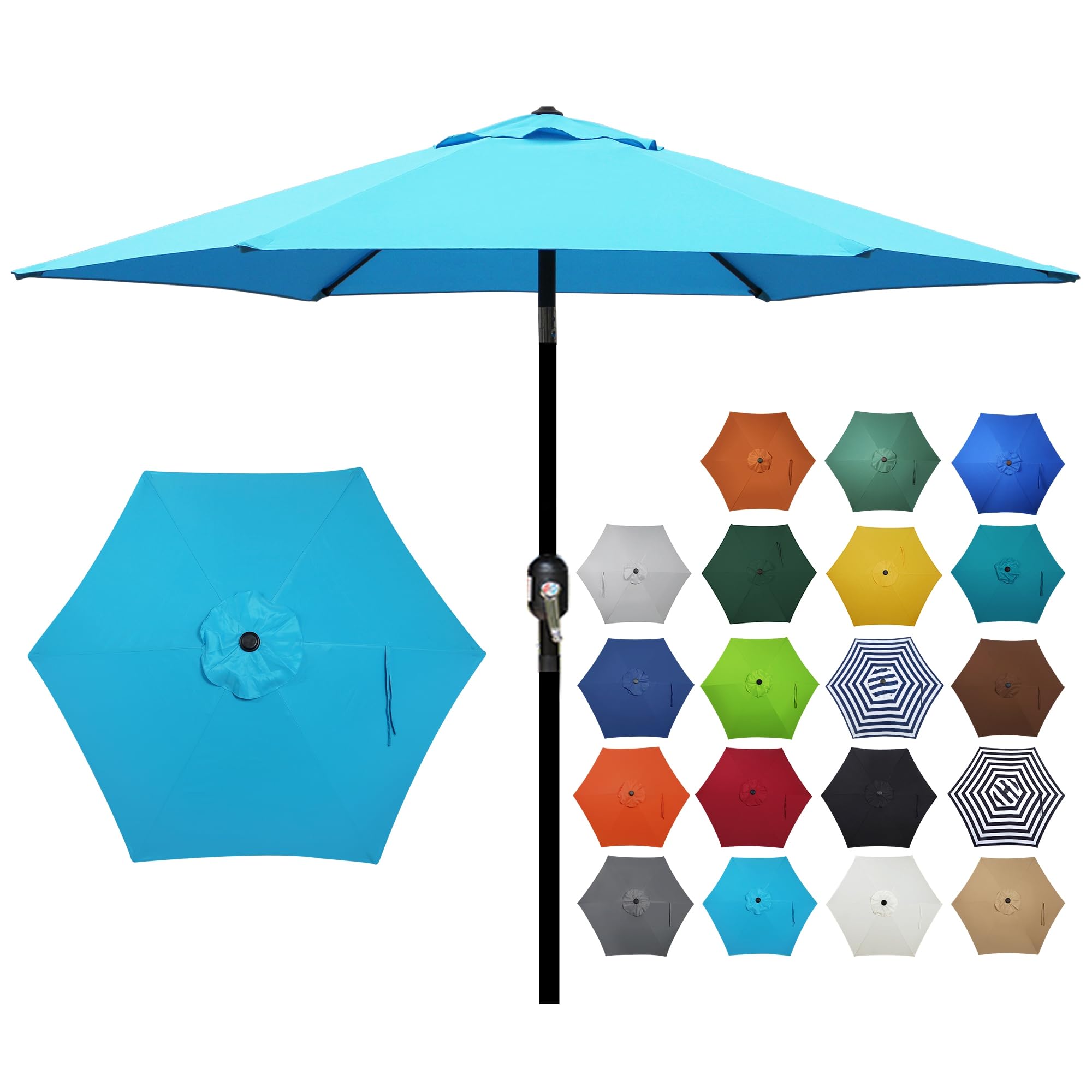 Photo 1 of Blissun 7.5 ft Patio Umbrella, Yard Umbrella, Outdoor Market Umbrella with Push Button Tilt Crank (Light Blue)