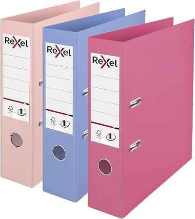 Rexel Pastel A4 Lever Arch Files 3-Pack Pink Blue Peach FSC Certified