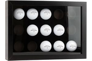 Bivitre Golf Balls Display Case for 15 Balls, Wooden Case with Acrylic Dust UV Cover, Wall Mount and Freestanding Shadow Box for Glofball Collector Memorabilia Autograph Balls