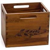 AquaTeak 10" Spa-Artisan Teak Storage Bin | Durable, Water-Resistant Teak Construction, Indoor &amp; Outdoor Use