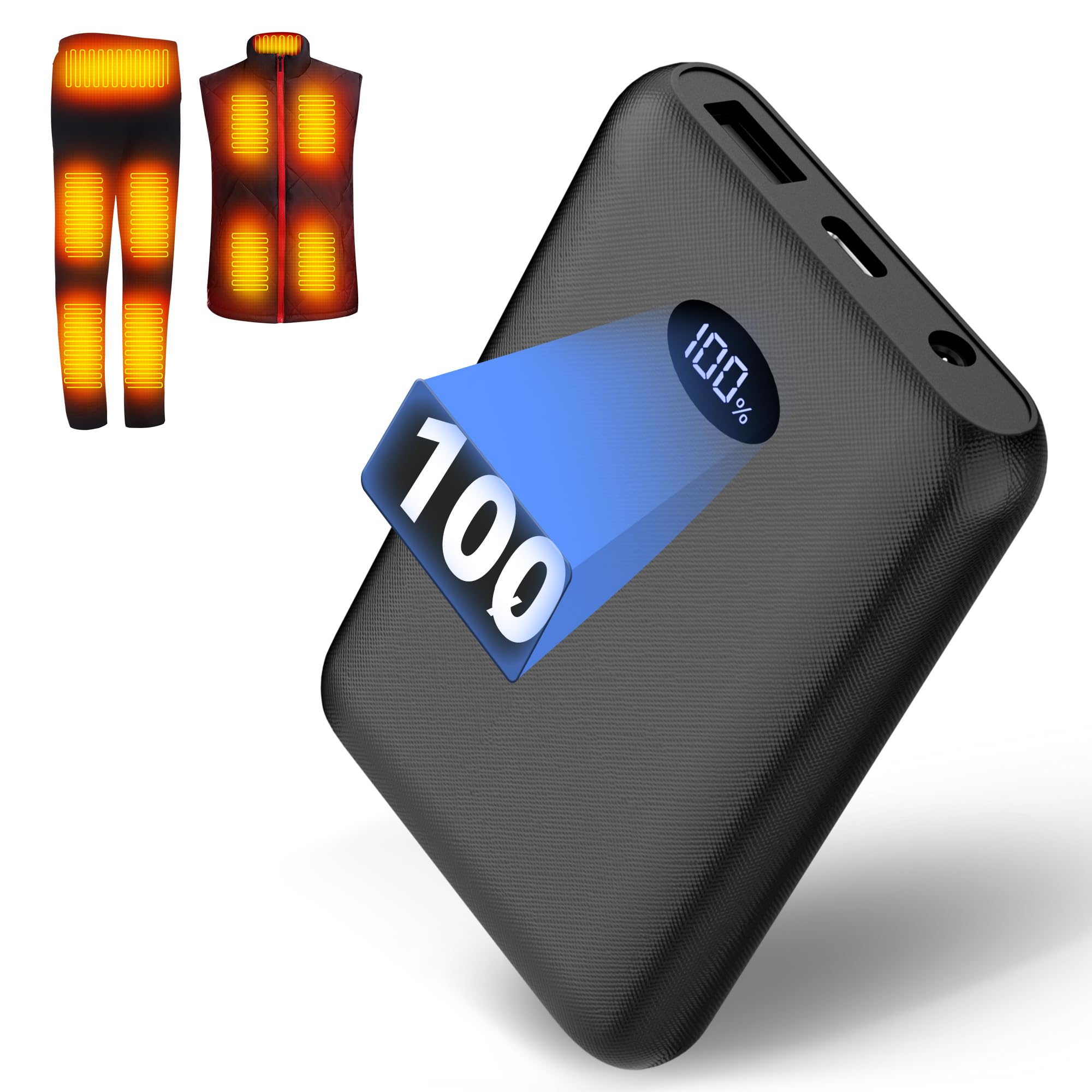 7,4V 2A 10000mAh Powerbank Für Heizweste Jacke Hose Und Beheizbare Unterwäsche – 5V3A Ersatzakku Für Heizkleidung