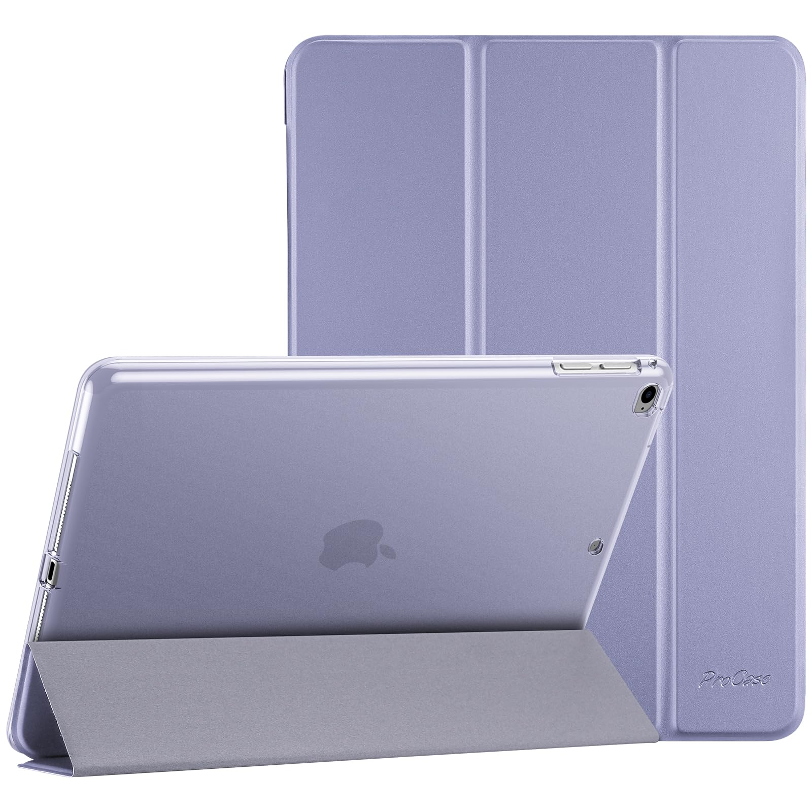 ProCase Smart Case for iPad 9.7/iPad 6th/5th Gen, iPad Air 2/iPad Air 1(Model: A1893 A1954 A1822 A1823 A1566 A1567 A1474 A1475 A1476) Slim Soft TPU Cover Folio Case with Translucent Back -Lightpurple