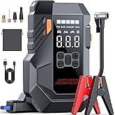 10-in-1 Portable Car BatteryJump Starter with Air Compressor 6000A 26800mAh 160PSI Jump Starter (All Gas/12L Diesel), 12V Jump Box Car Battery Jumper Starter Portable Jumper Cables, Lights