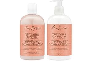 Shea Moisture Coconut & Hibiscus Curl & Shine Gift Set with Shampoo & Conditioner for Thick, Curly Hair 384 ml (Pack of 2)