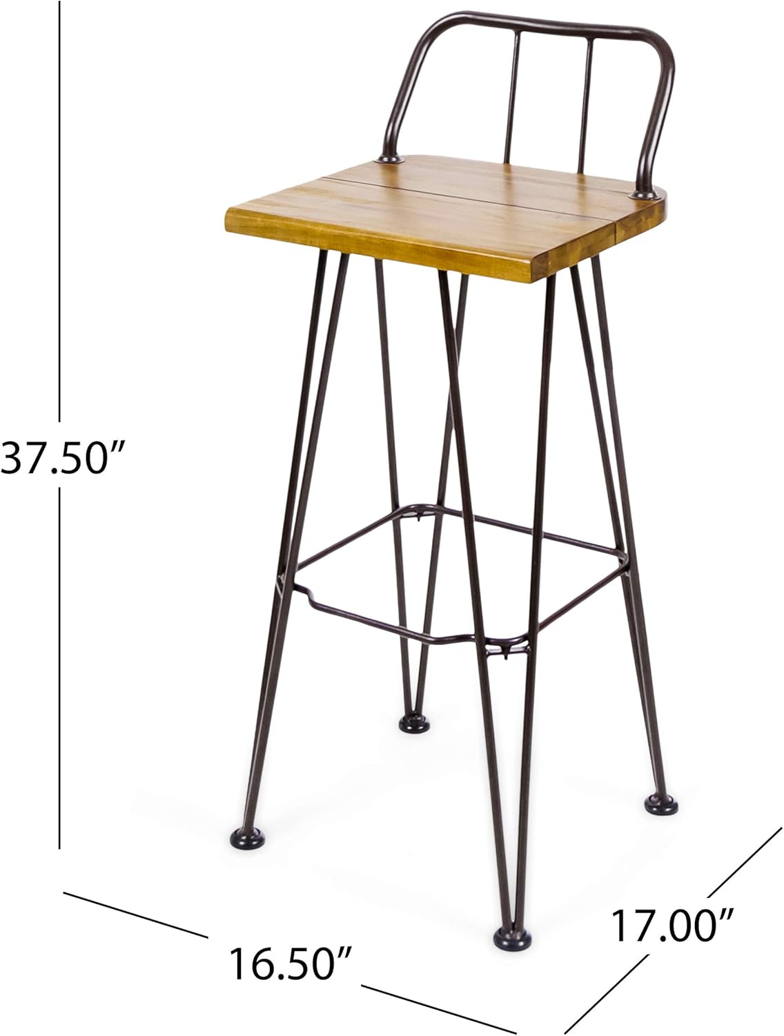 Christopher Knight Home Denali Outdoor Industrial Acacia Wood Barstools with Finished Iron Frame, 2-Pcs Set, Teak Finish / Rustic Metal: Garden & Outdoor