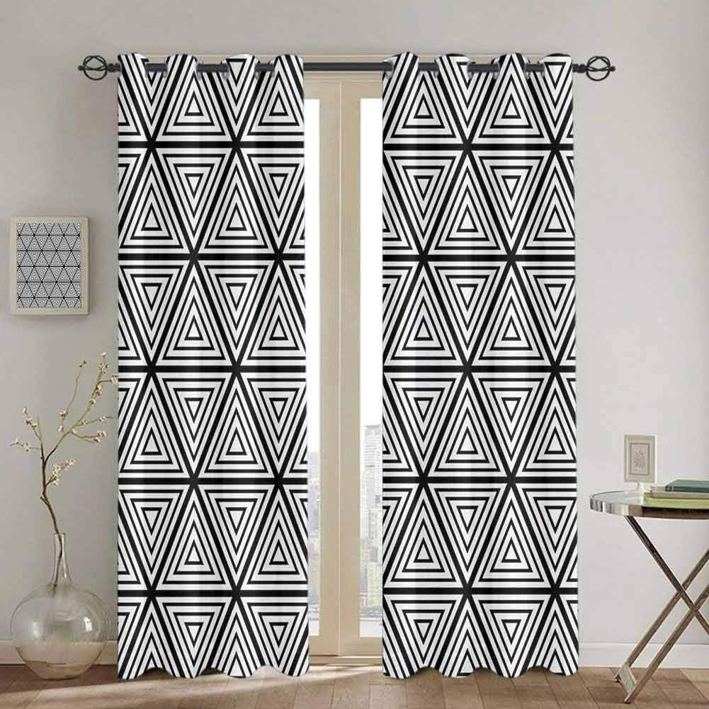 Lcxzjgk Cortina de Ventana Abstracta para cafetería, triángulos