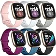 DaQin Compatible with Fitbit Versa 3/Fitbit Sense Bands Women Men, Soft Silicone Sport Breathable Waterproof Strap Replacement Band for Fitbit Versa 4/Fitbit Sense 2 Band Smartwatch Accessories, Small