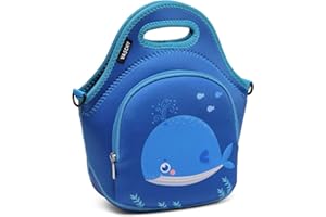 VASCHY Lunch Bag for Kids, Insulated Neoprene Lightweight Lunch Box Bag for Children Boys and Girls School Daycare Kindergarten Whale