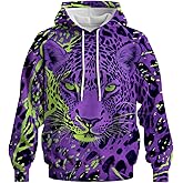WHNBCW Novelty Long Sleeve Hoodie Funny Fashion Leopard Print Sweatshirts