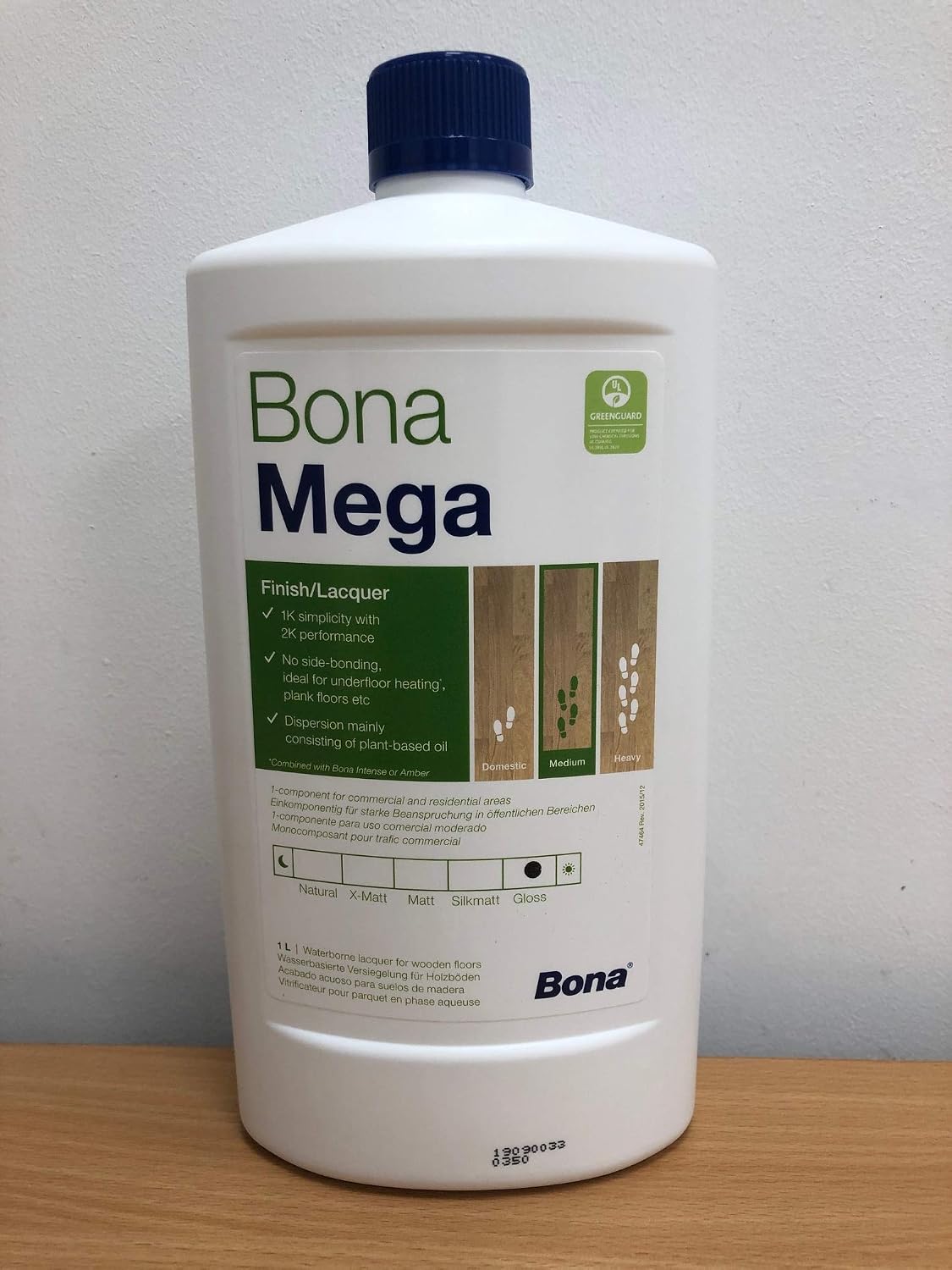 Bona Mega Parkettlack - glossy - 1 liter - sealing, 1 K parquet lacquer, water lacquer, White, 1L