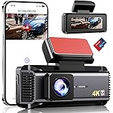 Zhiroad Dash Cam 4K Front, Built-in 5G WiFi Dash Camera for Cars, 64GB Card Included, Mini Dashcam with Loop Recording, 170°W