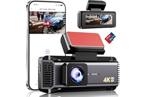 Zhiroad Dash Cam 4K Front, Built-in 5G WiFi Dash Camera for Cars, 64GB Card Included, Mini Dashcam with Loop Recording, 170°W