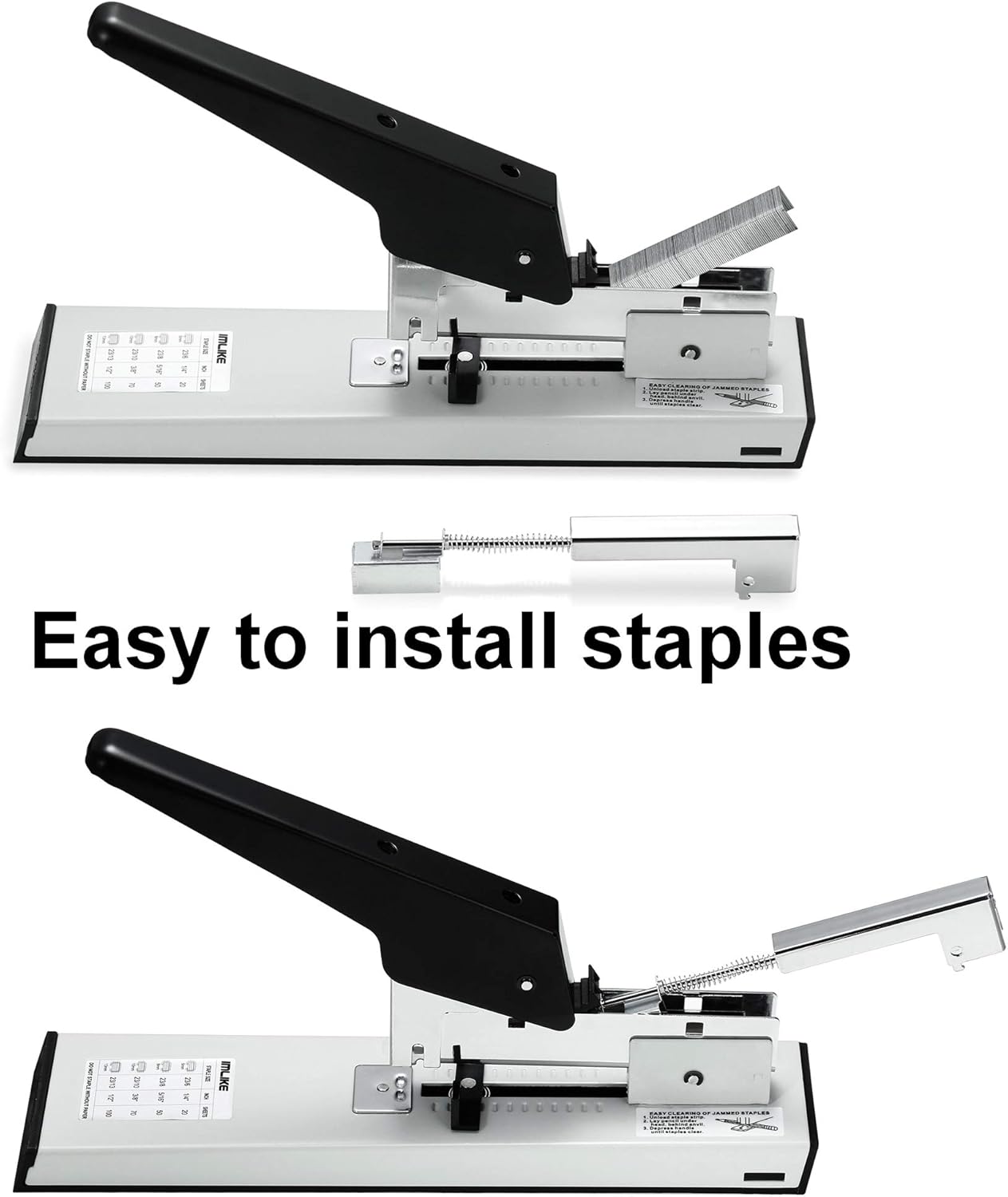 IMLIKE Heavy Duty Stapler with 2000 Staples: 100 Sheets High Capacity Office Stapler, Manual Big Stapler, Metal Large Stapler for Paper Binding, Include 23/8 & 23/13 Staples Each 1000PCS : Office Products