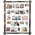 J JACKCUBE DESIGN Photo Wall Display Picture Collage Frame Board for Multi Photo Display Wall Decor with 35 Clips Rustic Wood - MK562B
