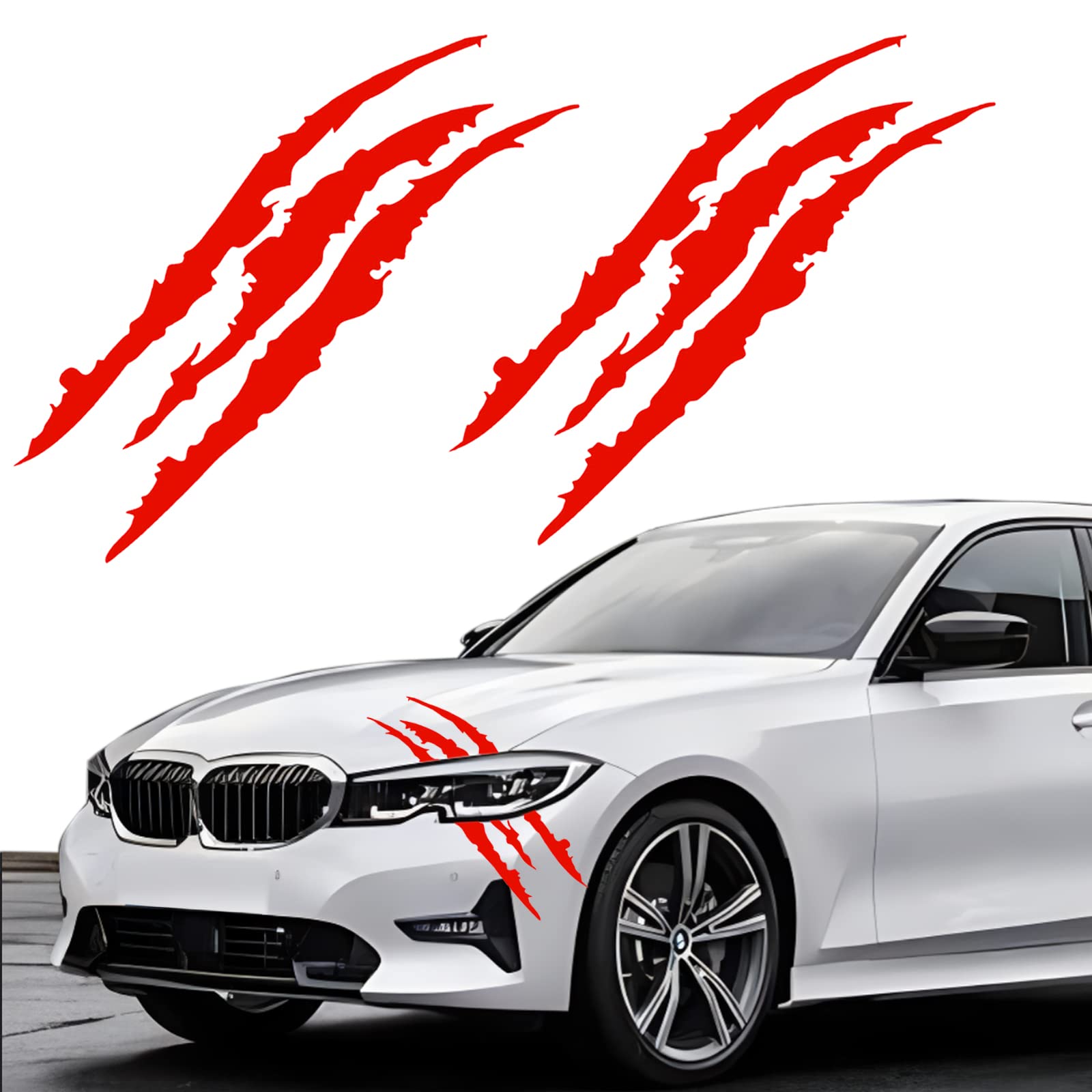 Photo 1 of 2PCS Claw Mark Decals for Cars,Headlight Car Sticker,Stripes Scratch Decal Vinyl for Sports Cars SUV Pickup Truck Window Motorcycles ect (red)