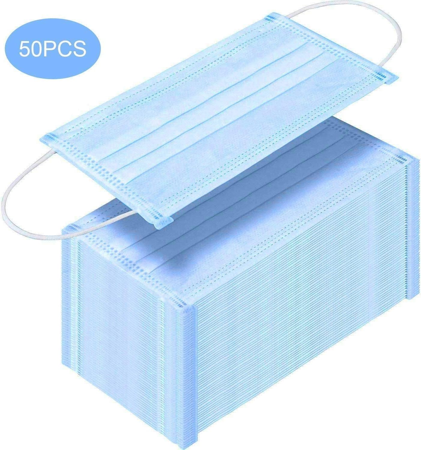 50 Pcs Disposable Face Masks for Children and Adults-Ideal Medical Mouth Masks, can be Used in Hospitals, pet Shops and Any Other Environment That Requires Respiratory Protection (50) Blue